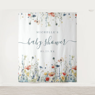 Vibrant Wildflower Baby Shower Backdrop Tapestry