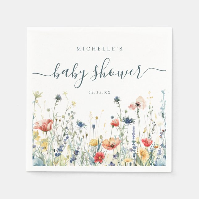 Vibrant Wildflower Baby Shower Napkin (Front)
