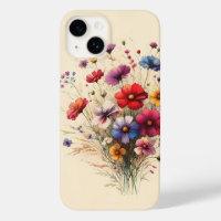 Vibrant Wildflower Bouquet Artistic Floral Cream A