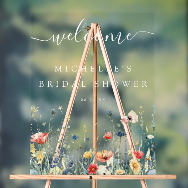 Vibrant Wildflower Bridal Shower Acrylic Sign (Neutral)
