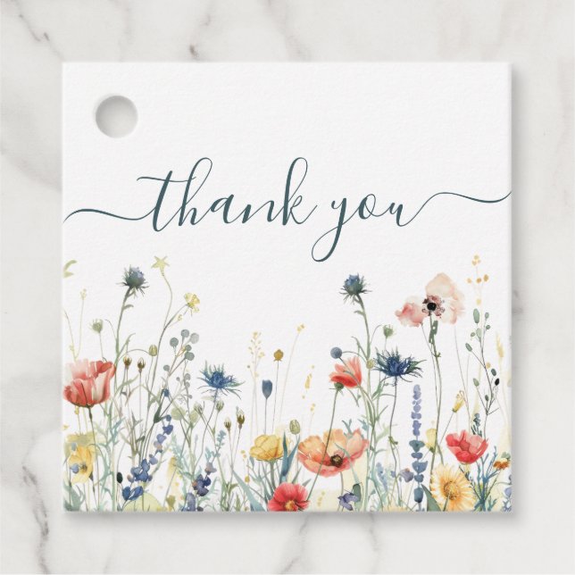 Vibrant Wildflower Bridal Shower Favour Tags (Front)