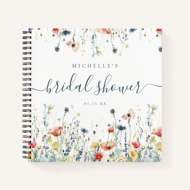 Vibrant Wildflower Bridal Shower Guest Book (Front)