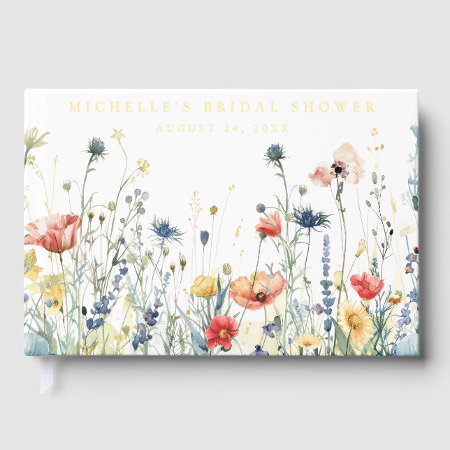 Vibrant Wildflower Bridal Shower Guest Book (Front)