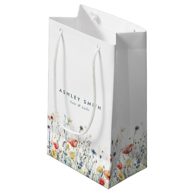 Vibrant Wildflower Business Small Gift Bag (Front Angled)