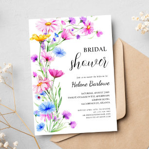 Vibrant Wildflower Elegant Boho Bridal Shower Invitation