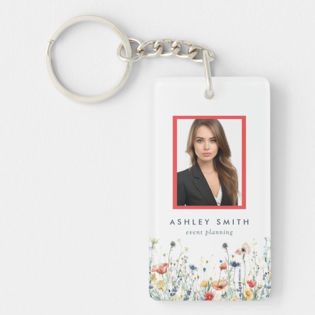 Vibrant Wildflower Employee ID Key Ring (Front)