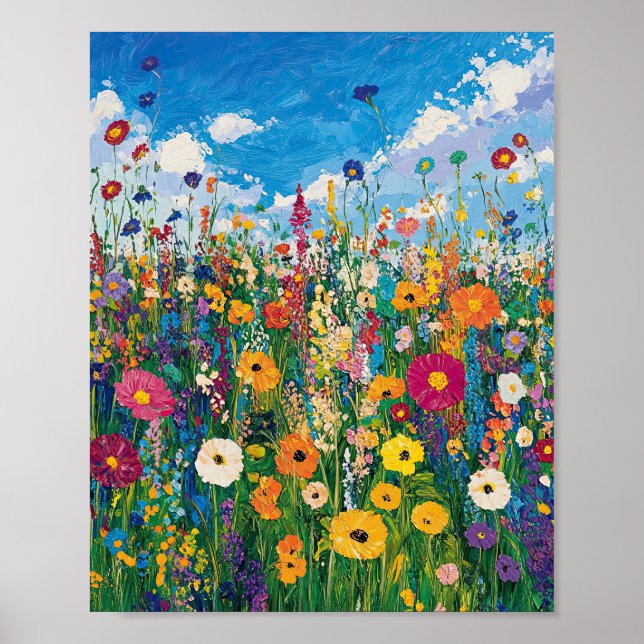 Vibrant Wildflower Field Impressionist Poster Wall (Front)
