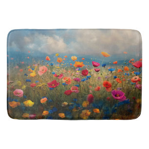 Vibrant Wildflower Impressionist Bath Mat