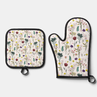 Vibrant Wildflower Oven Mitt & Pot Holder Set