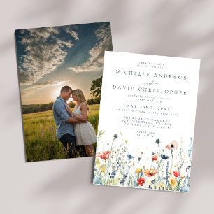 Vibrant Wildflower Photo Wedding Invitation