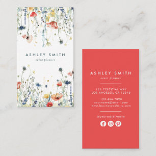 Vibrant Wildflower Social Media Business Card