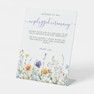 Vibrant Wildflower Unplugged Ceremony Pedestal Sign