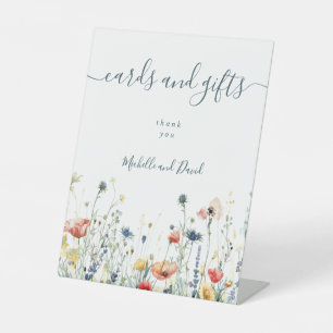 Vibrant Wildflower Wedding Cards and Gifts Pedestal Sign