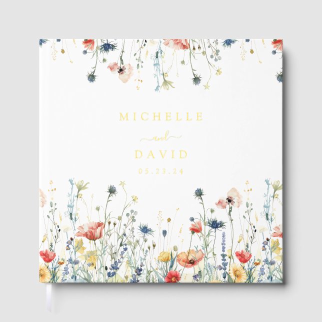 Vibrant Wildflower Wedding Guest Book (Front)