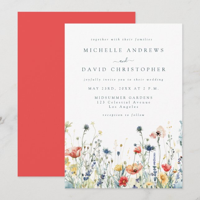 Vibrant Wildflower Wedding Invitation (Front/Back)