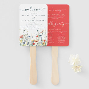 Vibrant Wildflower Wedding Program Hand Fan