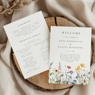 Vibrant Wildflower Wedding Program Programme