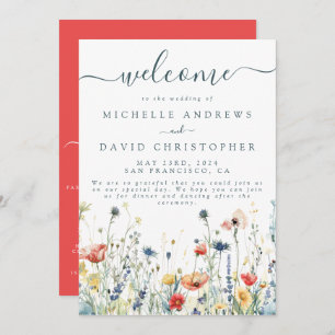 Vibrant Wildflower Wedding Programme