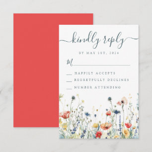 Vibrant Wildflower Wedding RSVP Card
