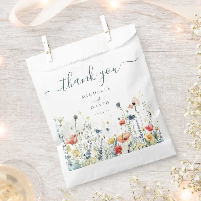 Vibrant Wildflower Wedding Thank You Favour Bags (Clipped)