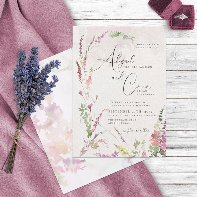 Vibrant Wildflowers Pink Violet Yellow Invitation (Creator Uploaded)