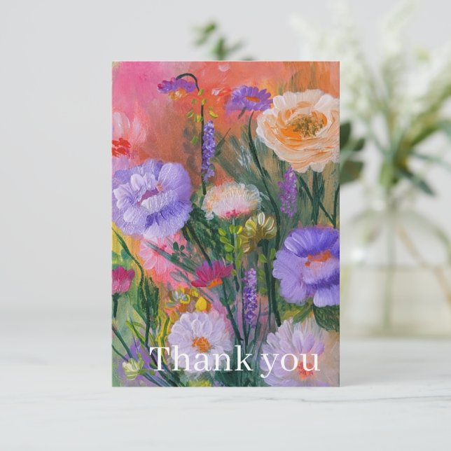 Vibrant Wildflowers Thank you card (Standing Front)