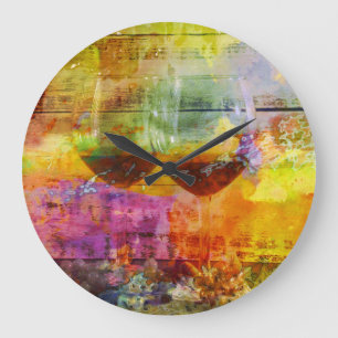Vibrant Wine Digital Art Clock