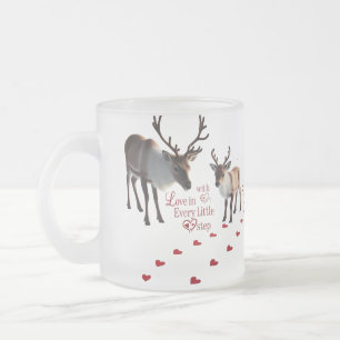 Vibrant Winter Wonderland Reindeer Frosted Glass Coffee Mug