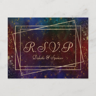 Vibrant Wisps   Jewel Tone Watercolor RSVP Invitation Postcard