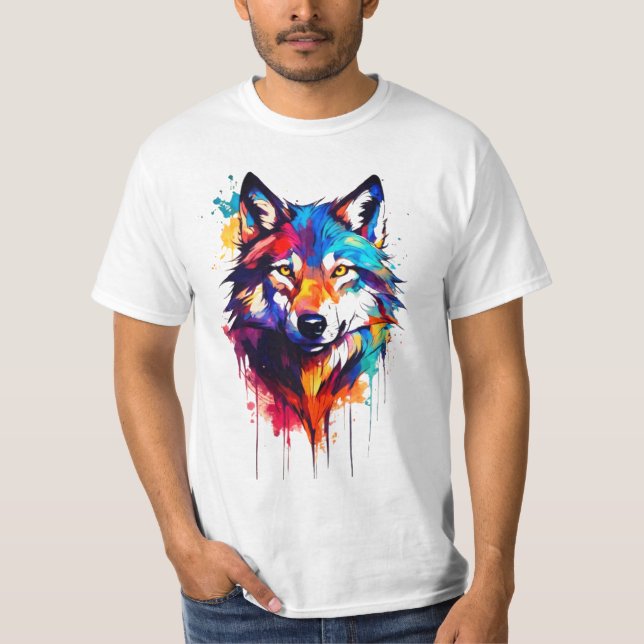 Vibrant Wolf Art T-Shirt (Front)