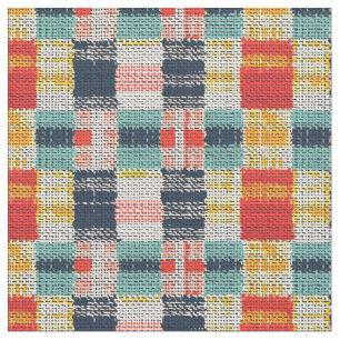 Vibrant Woven Plaid - Retro Boho Chequered Pattern Fabric