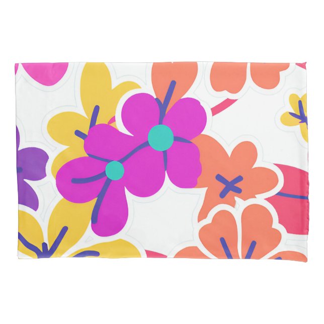 Vibrant Y2K Wildflower Bold Retro Spring Design Pillowcase (Front)