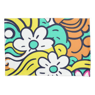 Vibrant Y2K Wildflower Bold Retro Spring Design Pillowcase