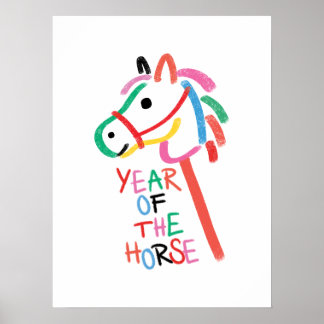 Vibrant Year of the Horse - Hand-Drawn Nursery Art Poster