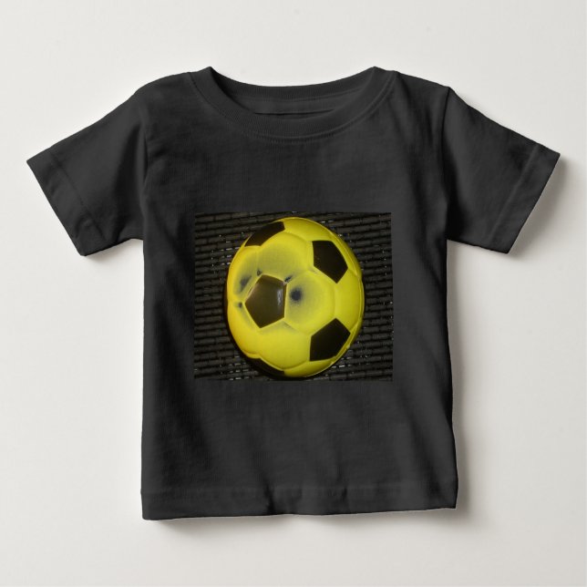 Vibrant Yellow and Black Football (Soccer) Art Baby T-Shirt (Front)