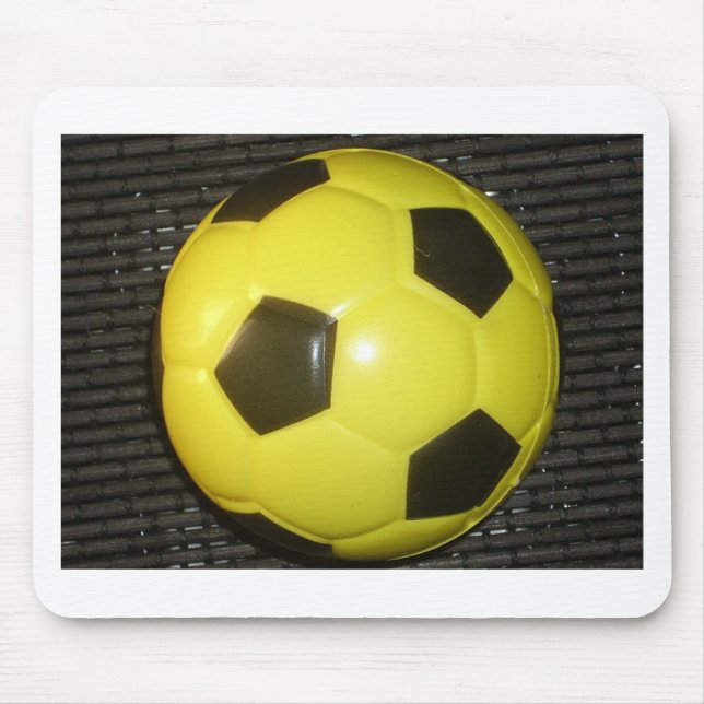 Vibrant Yellow and Black Football (Soccer) Art Mouse Pad (Front)