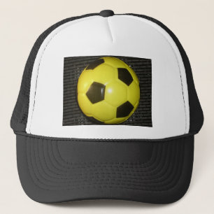 Vibrant Yellow and Black Football (Soccer) Art Trucker Hat