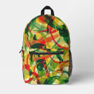 Vibrant Yellow and Green Abstract Modern Art Style Printed Backpack