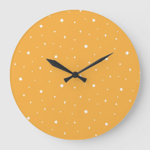 Vibrant Yellow And White Galaxy Stars Graphic Large Clock