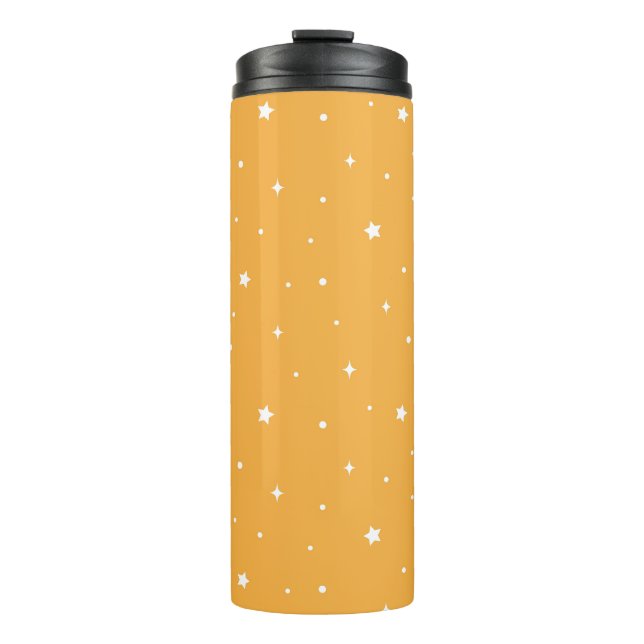Vibrant Yellow And White Galaxy Stars Graphic Thermal Tumbler (Front)