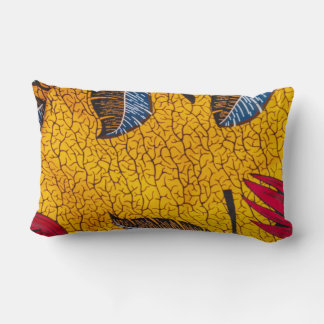 Vibrant Yellow Ankara African Wax Print Fabric Lumbar Cushion