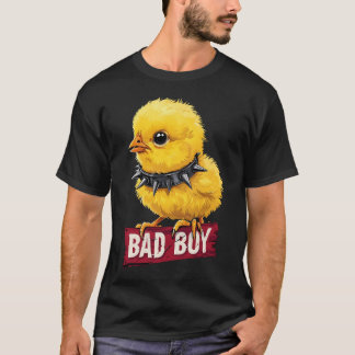Vibrant Yellow Chick With Edgy Spiked Collar T-Shirt