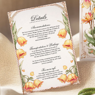 Vibrant Yellow Floral Wedding Details Card