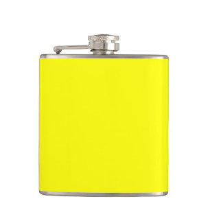 Vibrant Yellow Fluo Delight Ready to Customise Hip Flask
