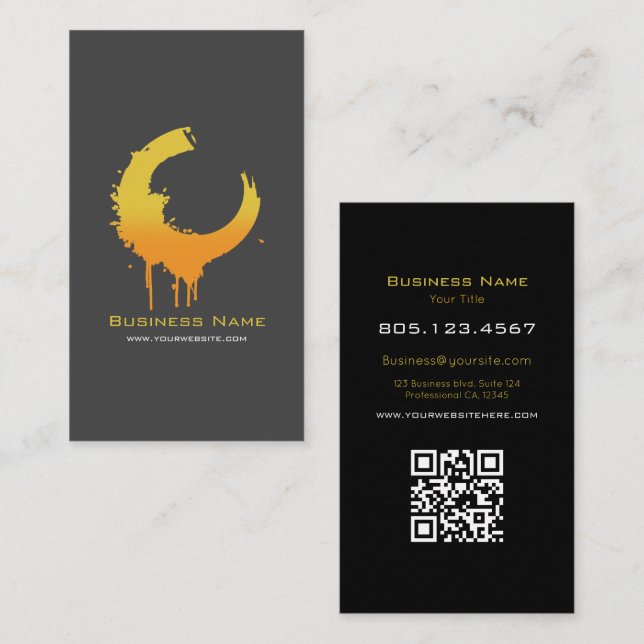 Vibrant Yellow Gradient Swirl Customizable  Business Card (Front/Back)