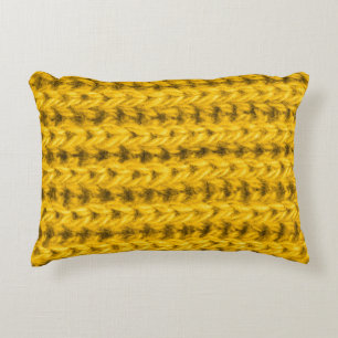 Vibrant Yellow Knitted Wool Texture Decorative Cushion