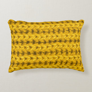 Vibrant Yellow Knitted Wool Texture Decorative Cushion
