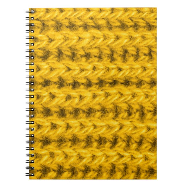 Vibrant Yellow Knitted Wool Texture Notebook (Front)
