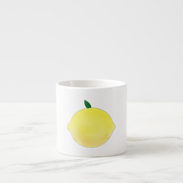 Vibrant Yellow Lemon Illustration Espresso Cup (Front)