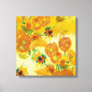Vibrant Yellow Orange Sunflowers Oil Painting Canvas Print